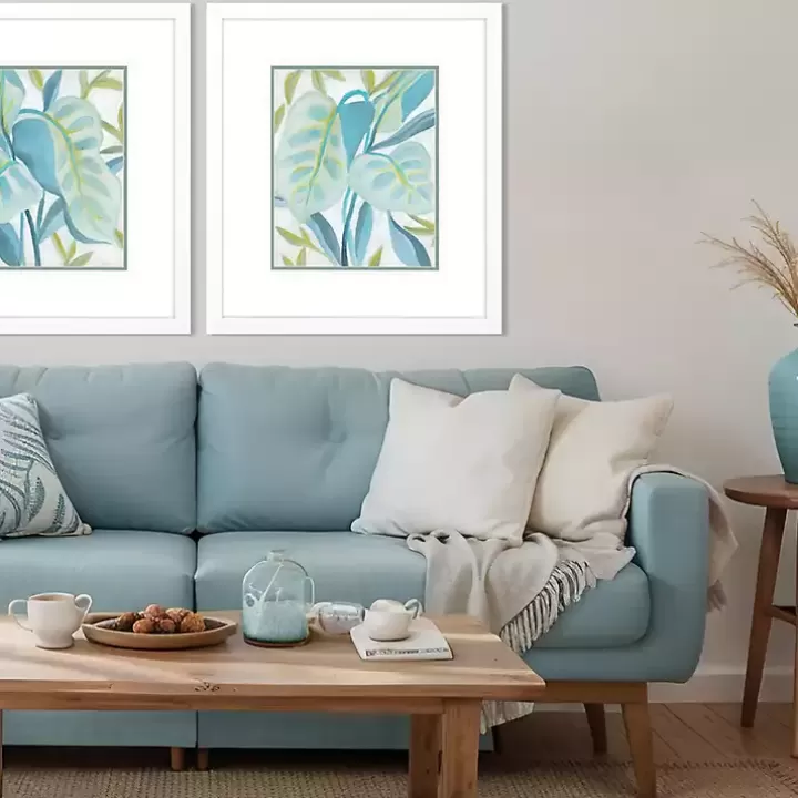 Sale Aqua Tropical Leaves II Framed Art Print Framed Art