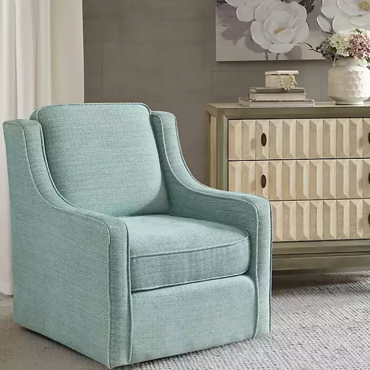 Hot Aqua Upholstered Swivel Accent Chair Accent Chairs