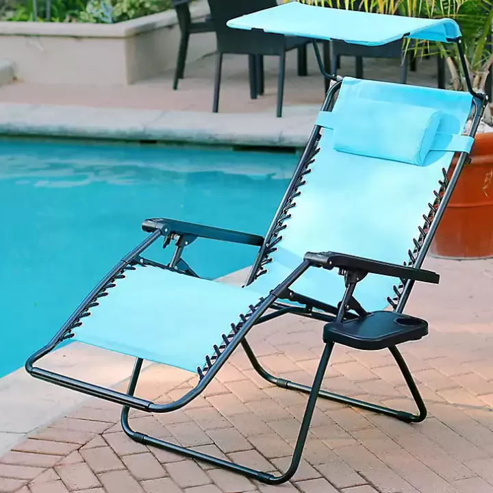 Cheap Aqua Zero Gravity Chair with Sunshade and Tray Outdoor Seating