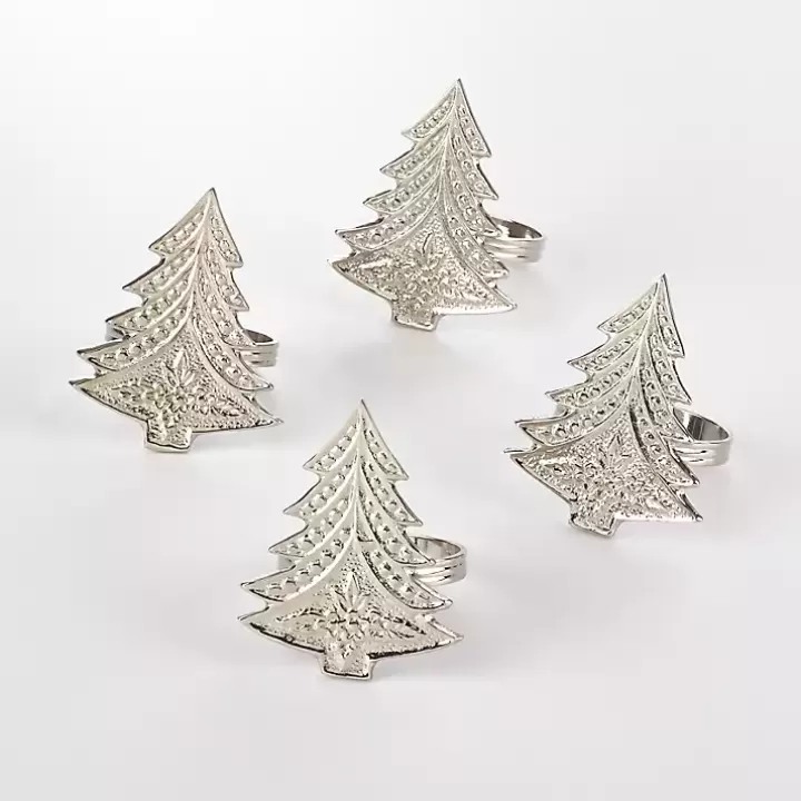 Discount Art Deco Christmas Tree Napkin Rings, Set of 4 Table Linens