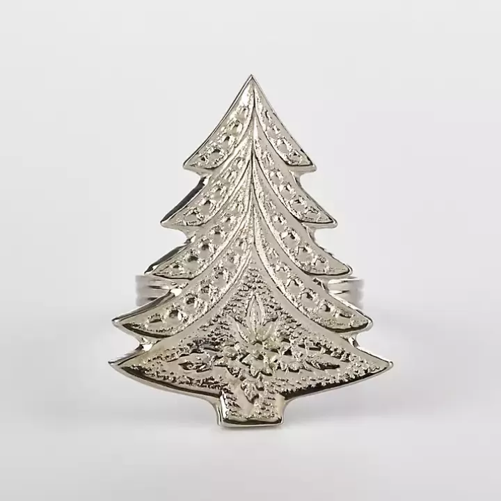 Discount Art Deco Christmas Tree Napkin Rings, Set of 4 Table Linens