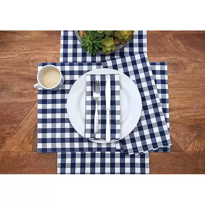 Sale Ashford Indigo Buffalo Check Placemats, Set of 6 Table Linens