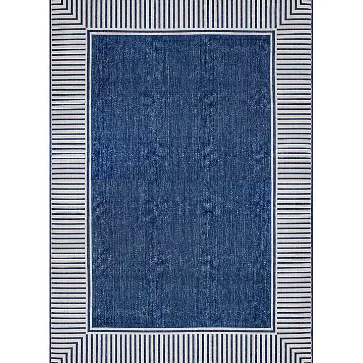 Shop Asia Blue Stripe Border Outdoor Rug, 8x10 Outdoor Rugs