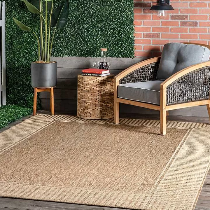 Outlet Asia Stripe Border Outdoor Rug, 8x10 Outdoor Rugs