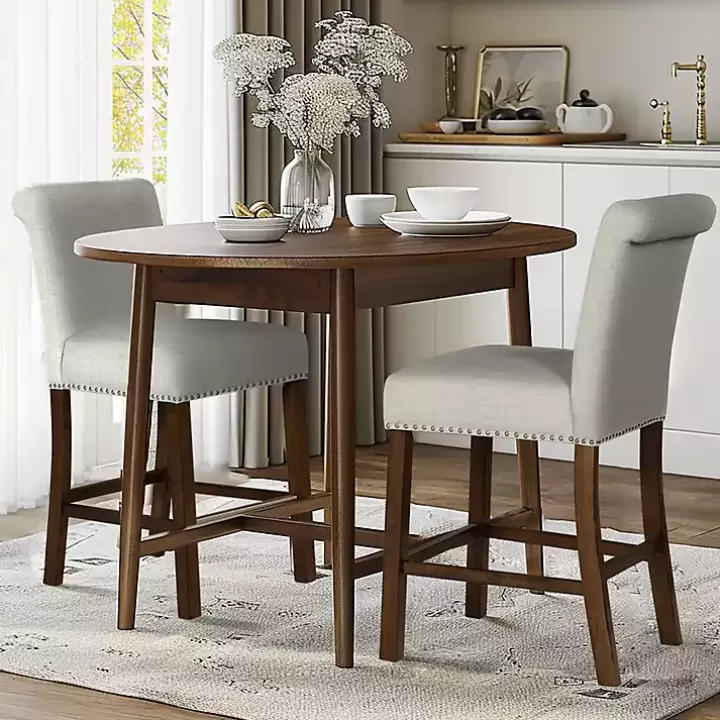 Best Sale Aubrey Natural Upholstered 2-pc. Counter Stool Set Bar Stools & Counter Height Stools