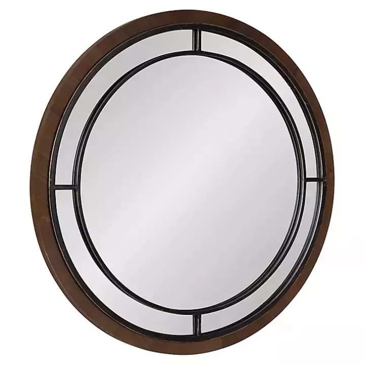 New Audubon Wood Round Wall Mirror Decorative Mirrors