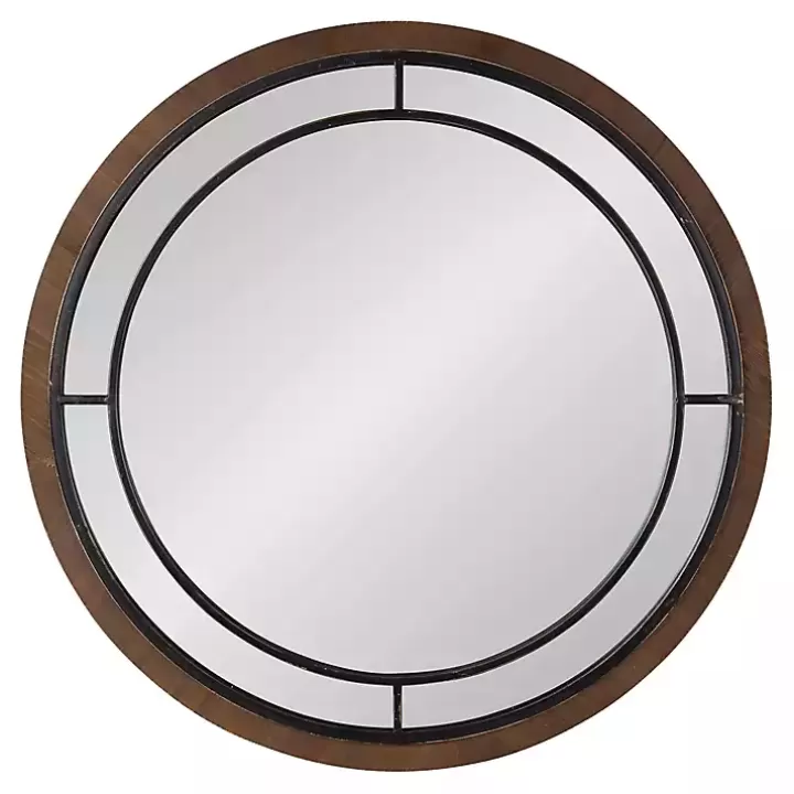 New Audubon Wood Round Wall Mirror Decorative Mirrors