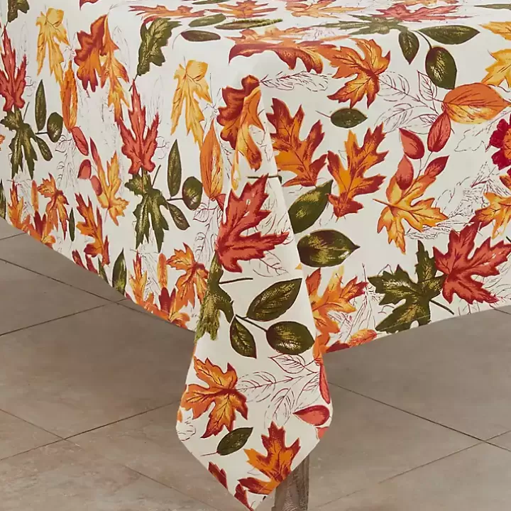 Discount Autumn Foliage Outline Square Harvest Table Cloth Table Linens