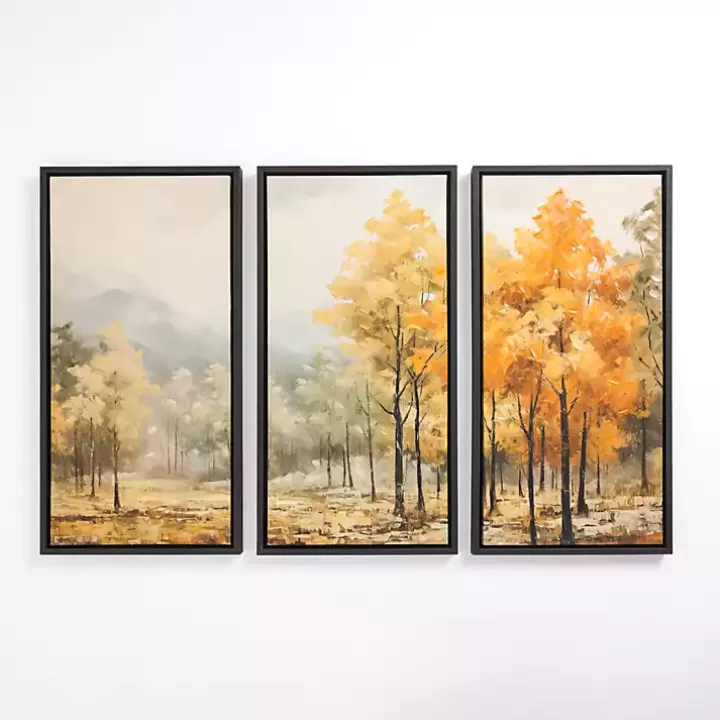 Outlet Autumn Treeline Framed Canvas Art Prints, Set of 3 Canvas Art