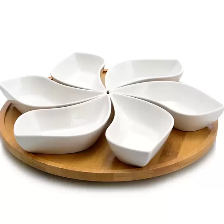 Cheap Bamboo 6 Piece Ceramic Flower Set Lazy Susan Serving & Entertaining