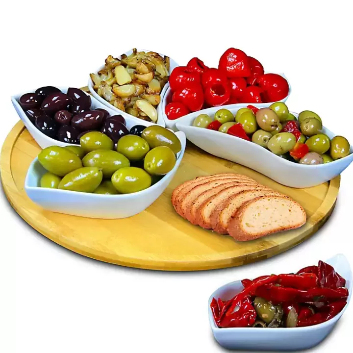 Cheap Bamboo 6 Piece Ceramic Flower Set Lazy Susan Serving & Entertaining