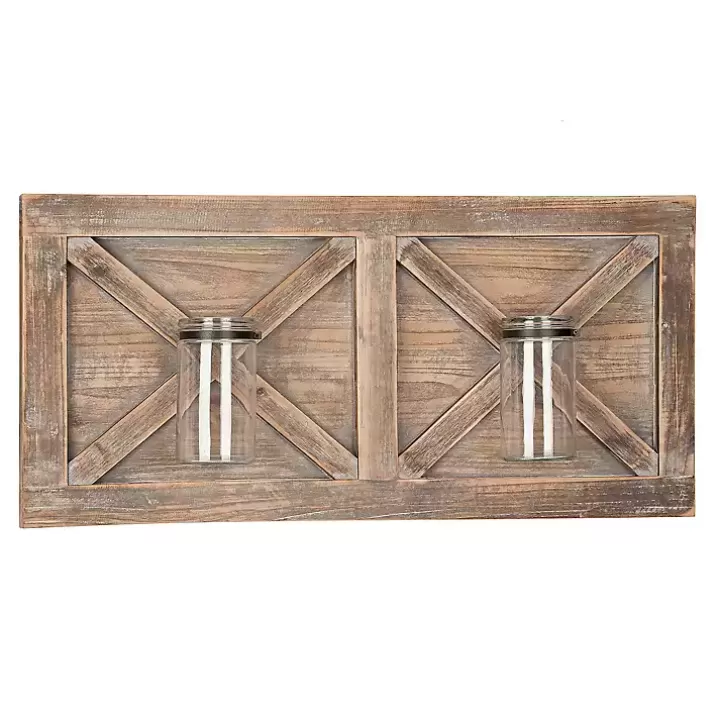 Outlet Barn Door Wall Plaque with Glass Vases Wall Plaques