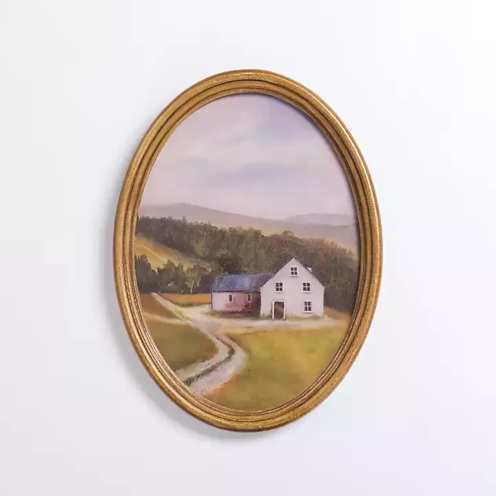 New Barn Landscape Oval Framed Art Print Framed Art