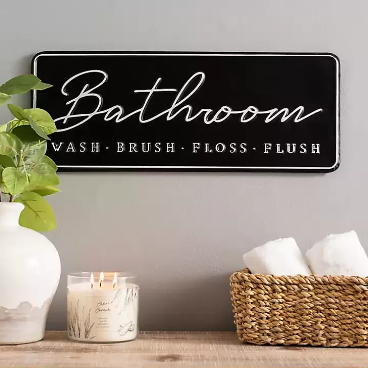 Discount Bathroom Wash Brush Floss Flush Wall Plaque Wall Quotes & Signs