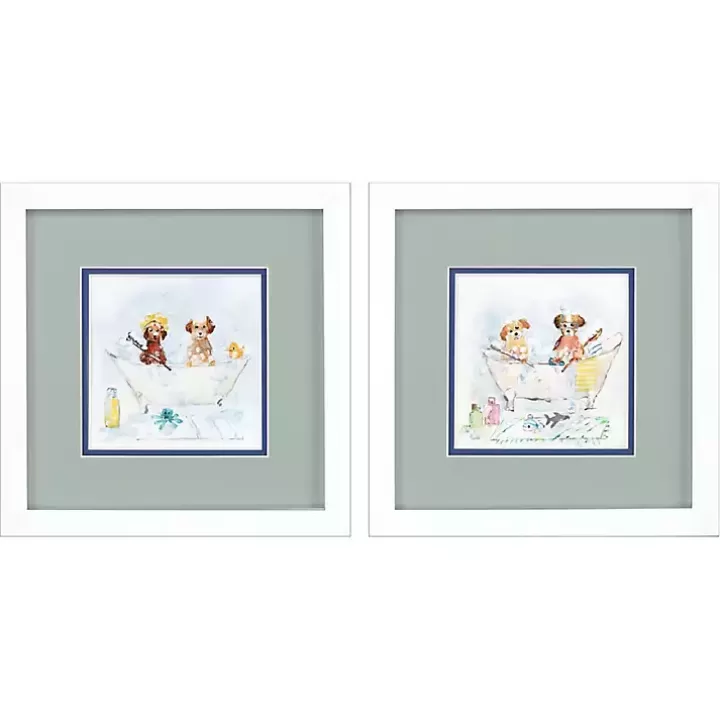 Flash Sale Bathtub Pups Framed Art Prints, Set of 2 Framed Art