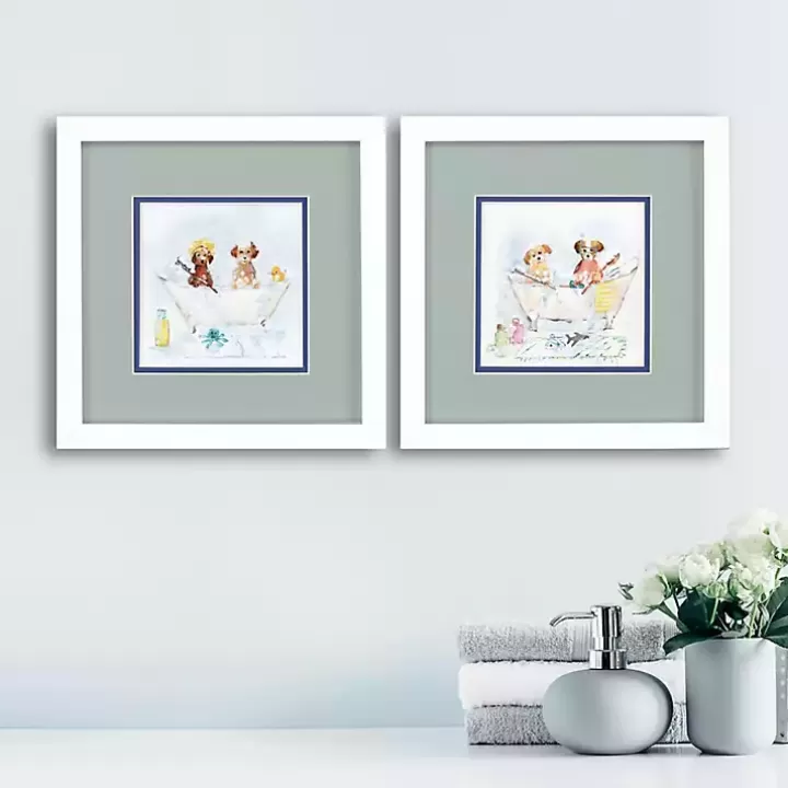 Flash Sale Bathtub Pups Framed Art Prints, Set of 2 Framed Art