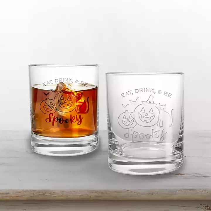 Discount Be Spooky Halloween Whiskey Glasses, Set of 2 Glassware & Drinkware