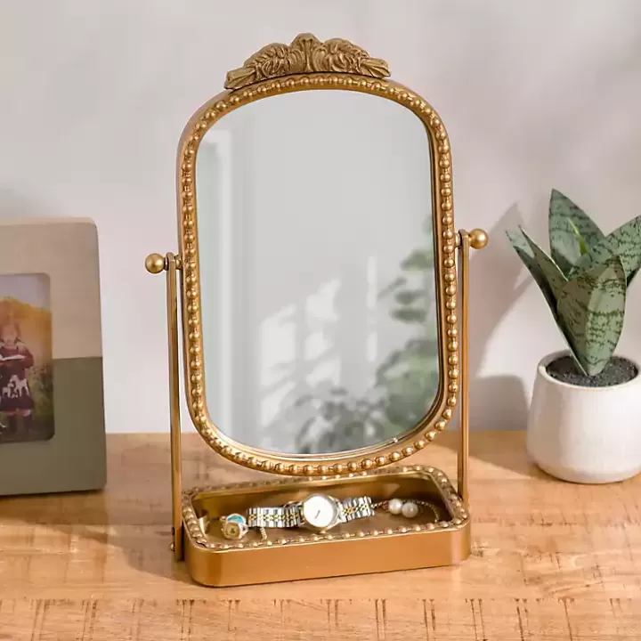 New Beaded Bordeaux Tray Base Tabletop Mirror Decorative Mirrors