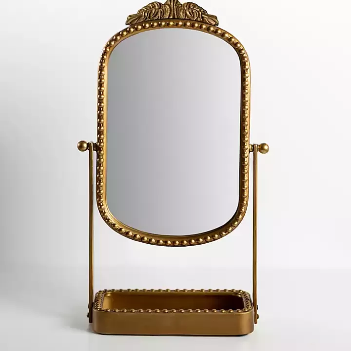 New Beaded Bordeaux Tray Base Tabletop Mirror Decorative Mirrors
