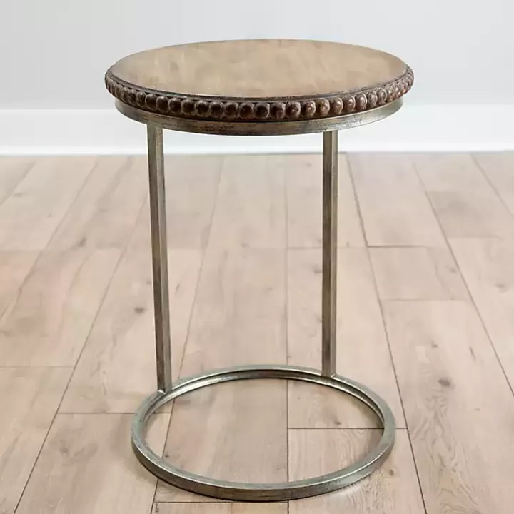 Discount Beaded Round Wood C-Table Accent & End Tables