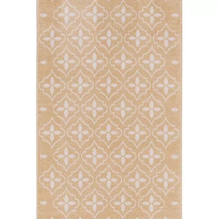 Sale Beige & Ivory Quatrefoil Indoor/Outdoor Rug, 4x6 Area Rugs