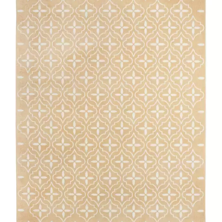 Fashion Beige & Ivory Quatrefoil Indoor/Outdoor Rug, 8x10 Outdoor Rugs