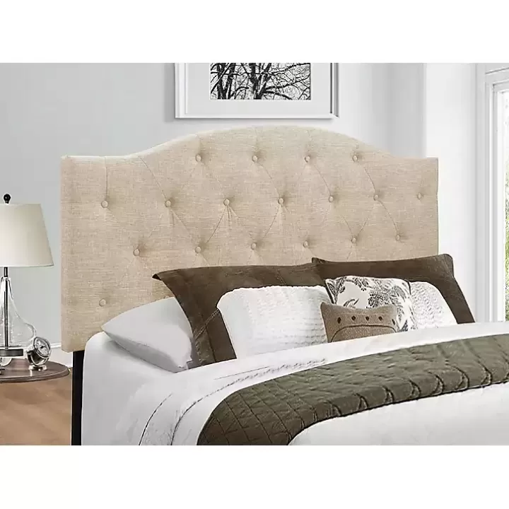 New Beige Bryne Button Tufted Full/Queen Headboard Beds & Headboards