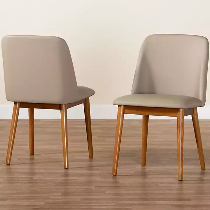 Shop Beige Faux Leather Modern Dining Chairs, Set of 2 Dining Chairs