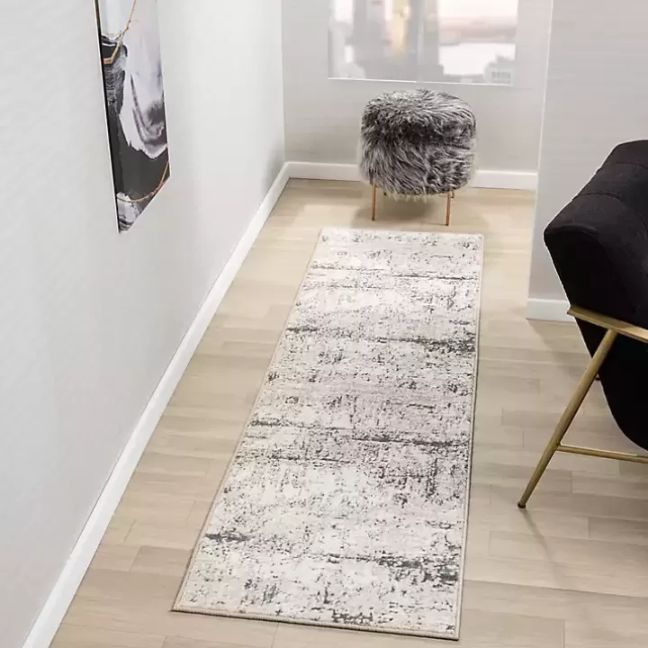 Fashion Beige Gray Indoor Runner, 2x7 Area Rugs