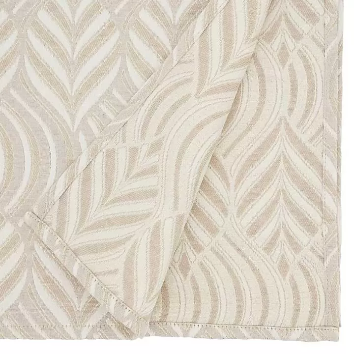 Online Beige Jacquard Leaf Tablecloth, 72 in. Table Linens