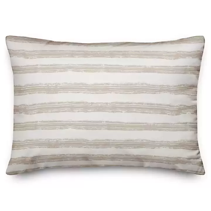 Outlet Beige Stripes Outdoor Lumbar Pillow Outdoor Cushions & Pillows