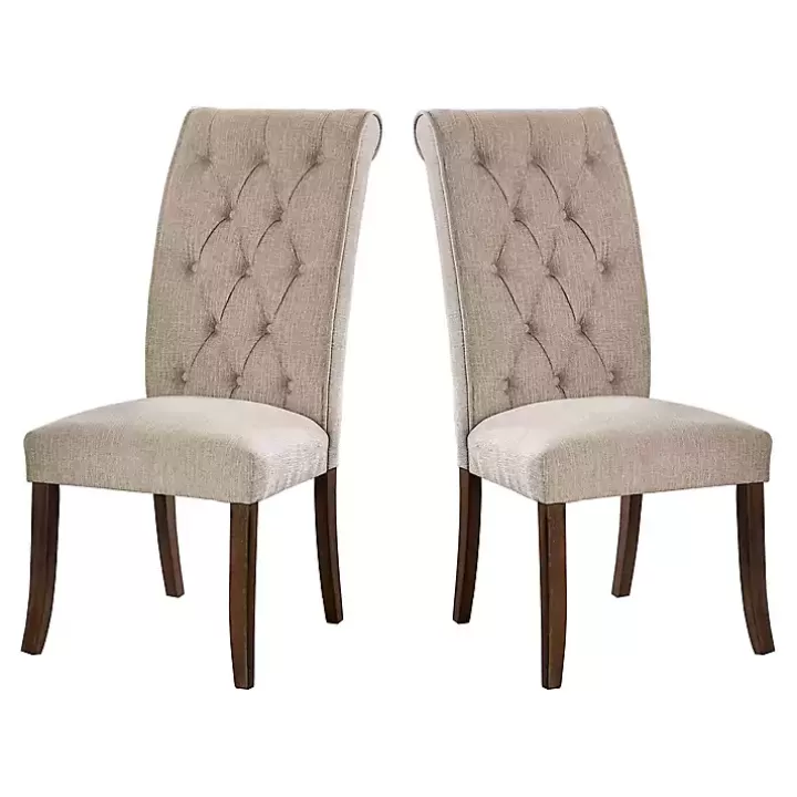Flash Sale Beige Tufted Landon Dining Chairs, Set of 2 Dining Chairs