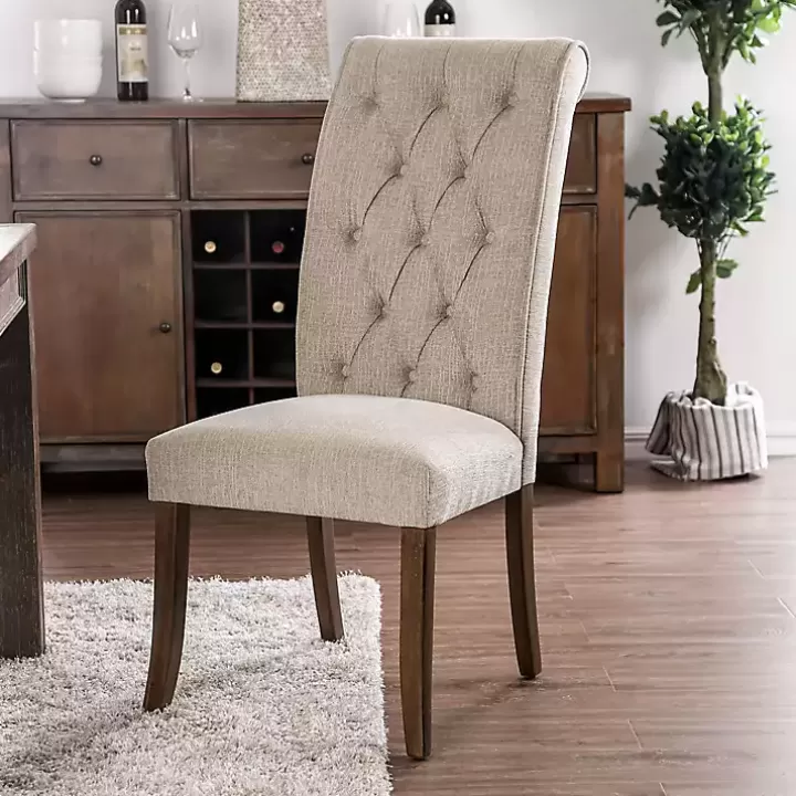 Flash Sale Beige Tufted Landon Dining Chairs, Set of 2 Dining Chairs