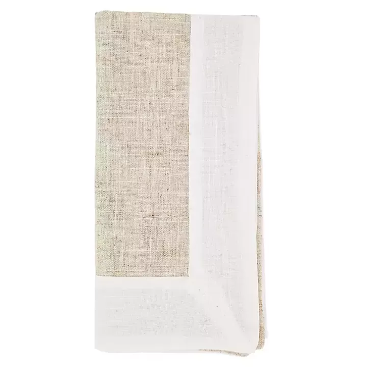 Outlet Beige Two-Tone Border 4-pc. Napkin Set Table Linens