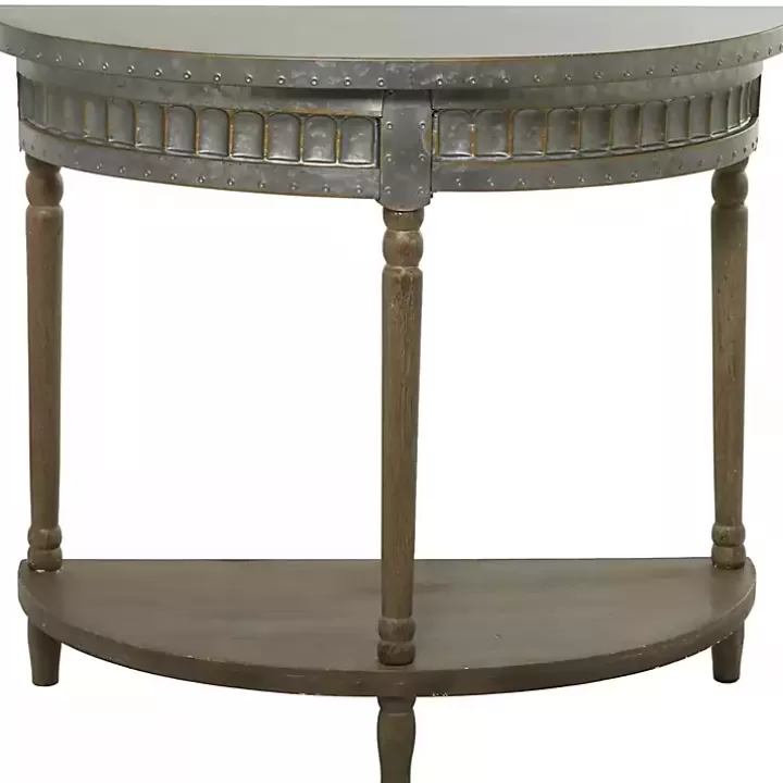 Best Sale Beige Wood and Metal Half Moon Console Table Console Tables