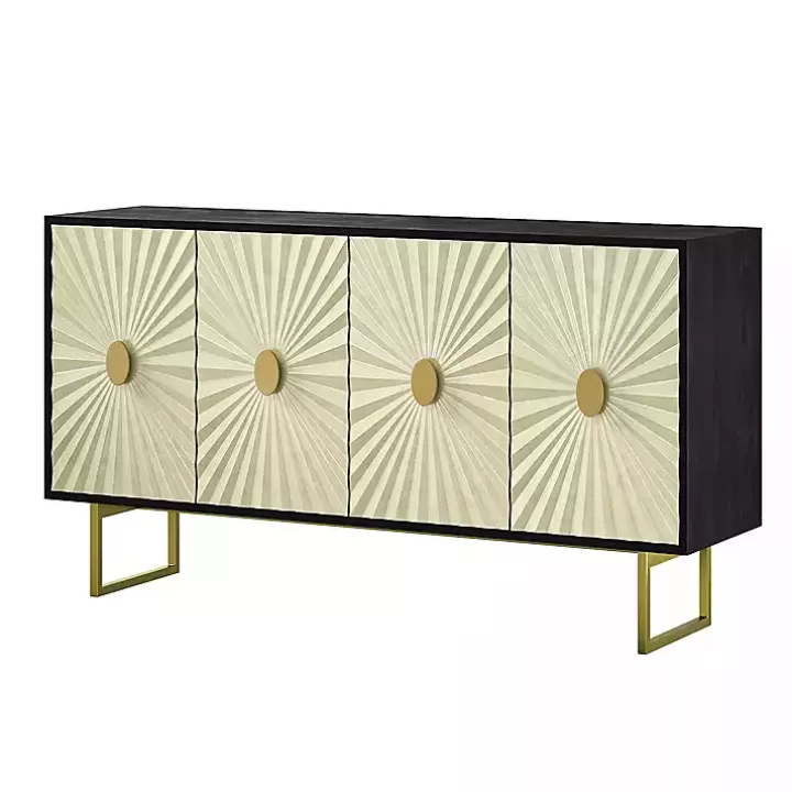 New Black & Ivory Sunburst 4-Door Sideboard Cabinets & Sideboards