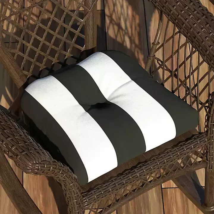 Discount Black & White Awning Stripe Outdoor Chair Cushion Outdoor Cushions & Pillows