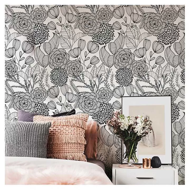 New & White Floral Garden Peel & Stick Wallpaper Wall Murals & Wallpaper