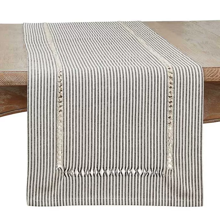 New Black & White Striped Table Runner, 72 in. Table Linens