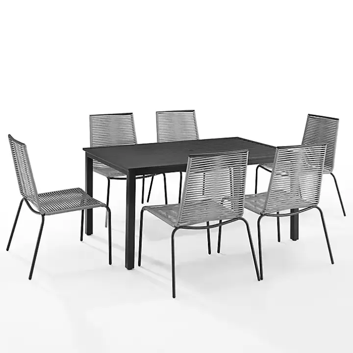 New Black and Gray Rope 7-pc. Outdoor Dining Set Outdoor Dining