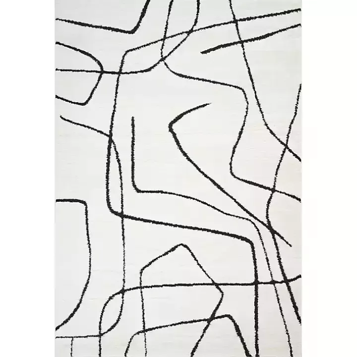 Clearance Black and Ivory Monotone Geo Area Rug, 5x7 Area Rugs