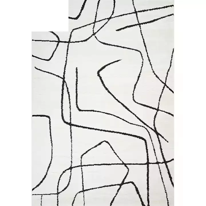Clearance Black and Ivory Monotone Geo Area Rug, 8x10 Area Rugs