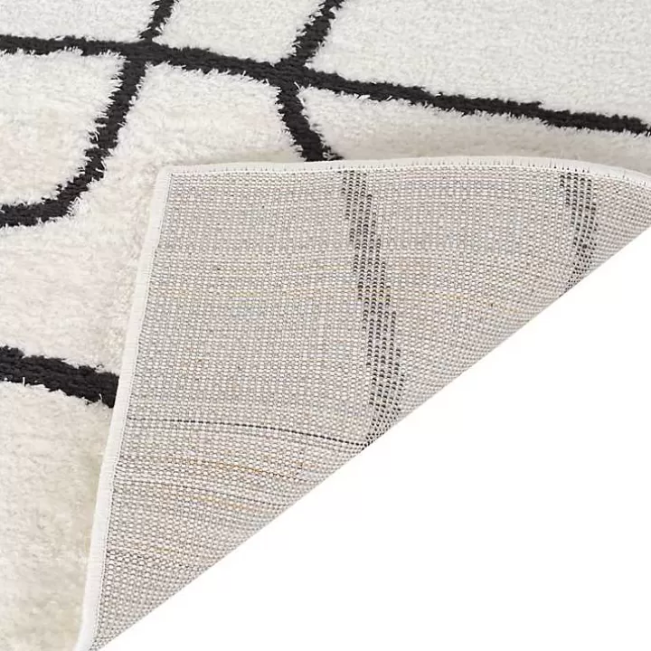 Clearance Black and Ivory Monotone Geo Area Rug, 5x7 Area Rugs