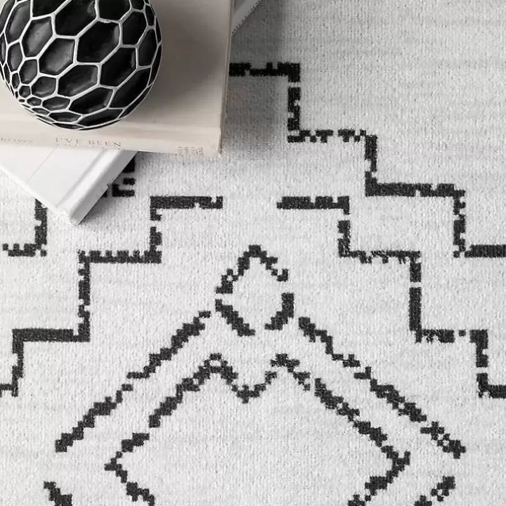 Flash Sale Black and Ivory Moroccan Washable Area Rug, 3x5 Area Rugs