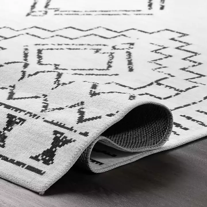 Flash Sale Black and Ivory Moroccan Washable Area Rug, 3x5 Area Rugs