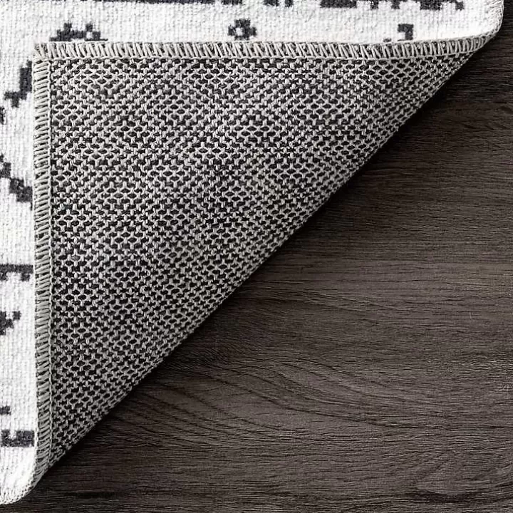 Flash Sale Black and Ivory Moroccan Washable Area Rug, 3x5 Area Rugs