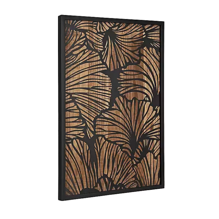 Outlet Black and Natural Wood Botanical Wall Plaque Wall Plaques