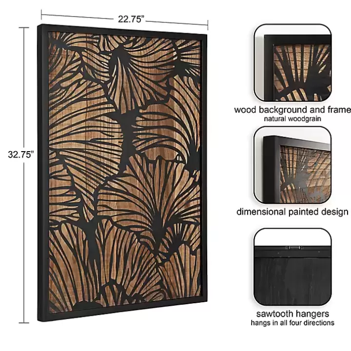 Outlet Black and Natural Wood Botanical Wall Plaque Wall Plaques