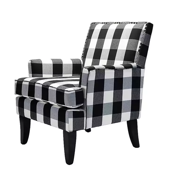 Fashion Black and White Buffalo Check Armchair Accent Chairs