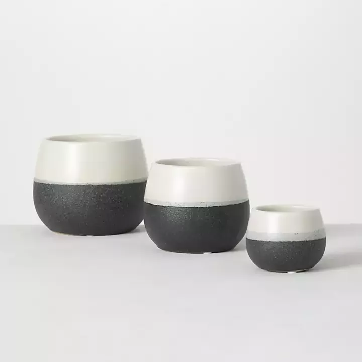 Fashion Black and White Ceramic Planters, Set of 3 Planters